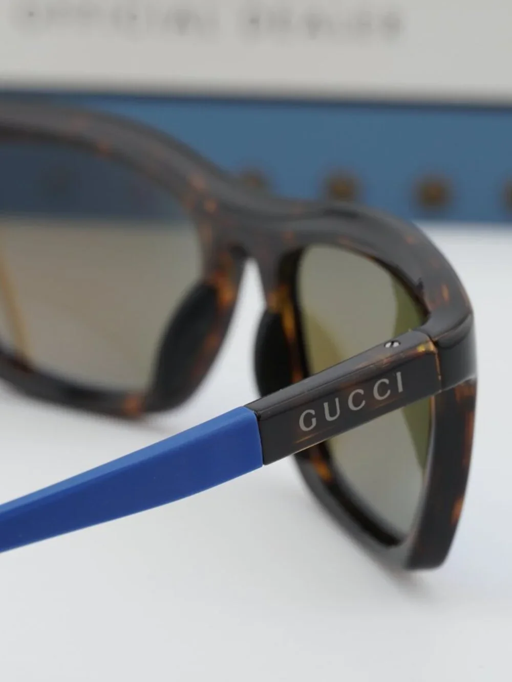 Gucci GG1735S 003 Rectangle Sunglasses - Havana / Blue
